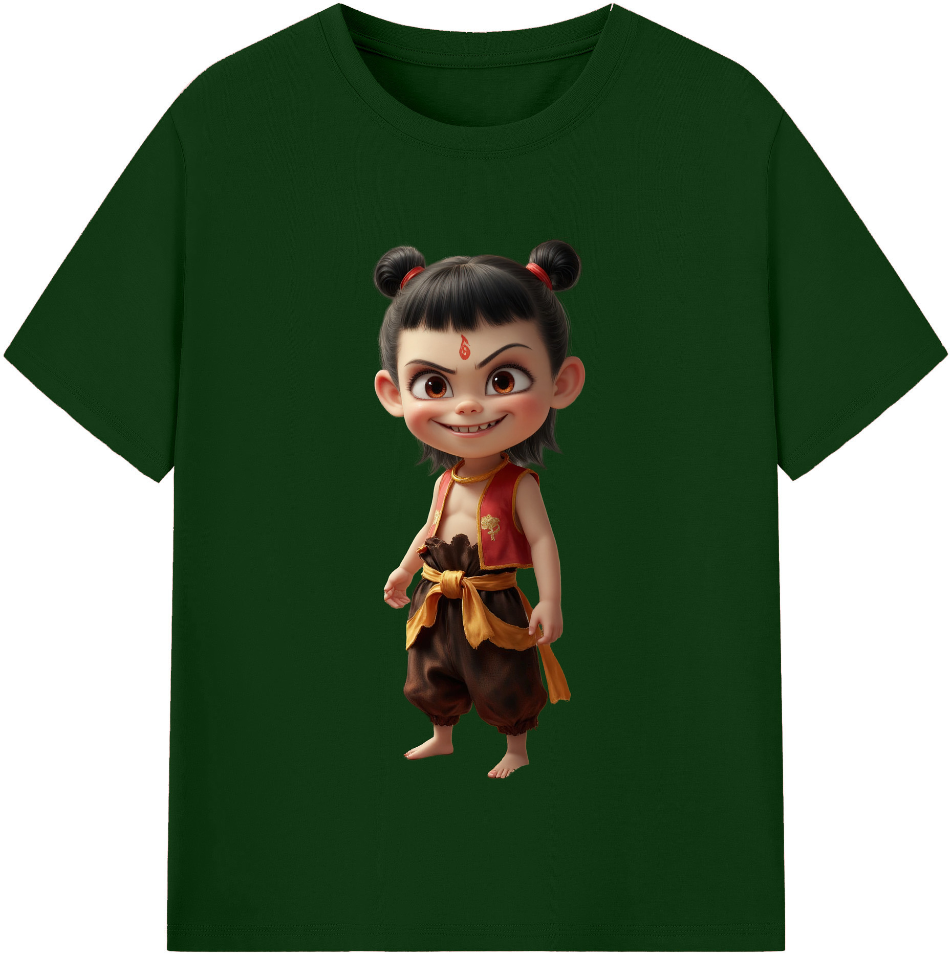 （画像用） Ne Zha 2 ナタ 魔童の大暴れ 綿100％半袖Tシャツ（フロントプリント）